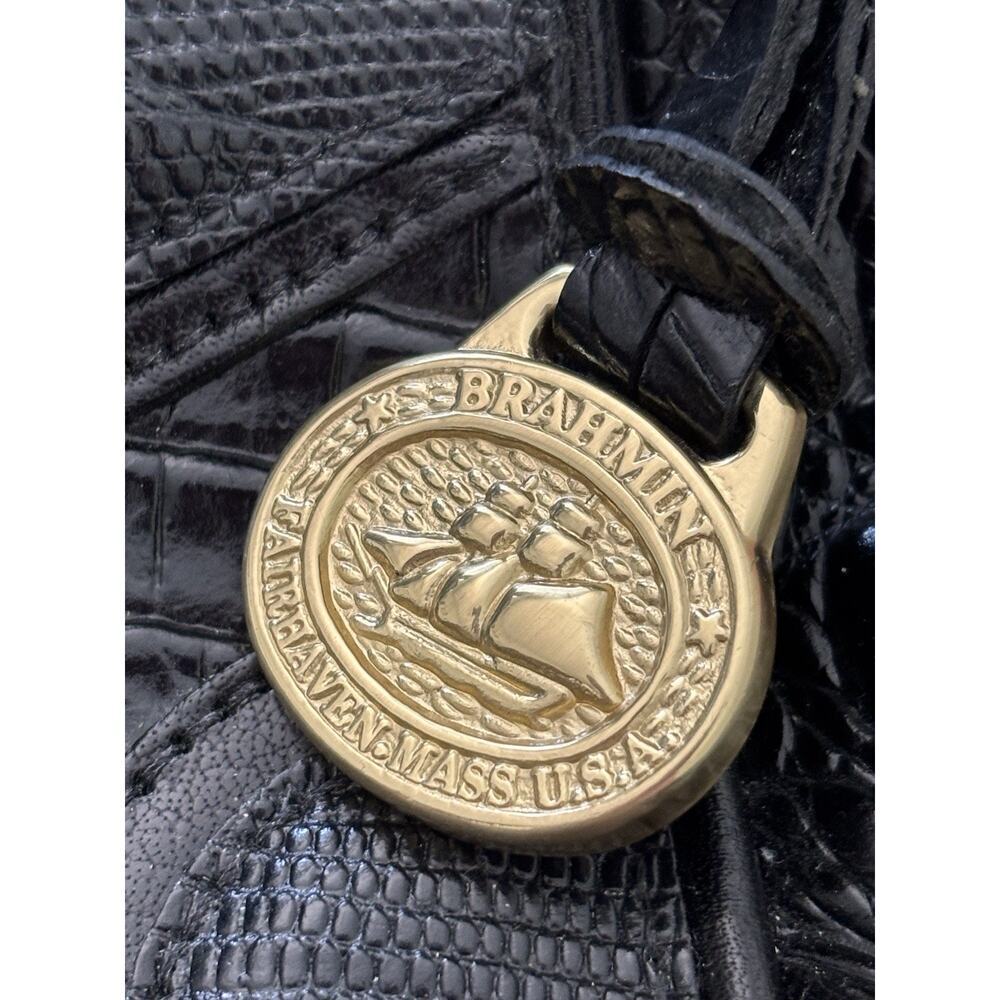 Brahmin Collection Esme Lizard Crocodile-Embossed Leather Shoulder Bag Black - Picture 14 of 15